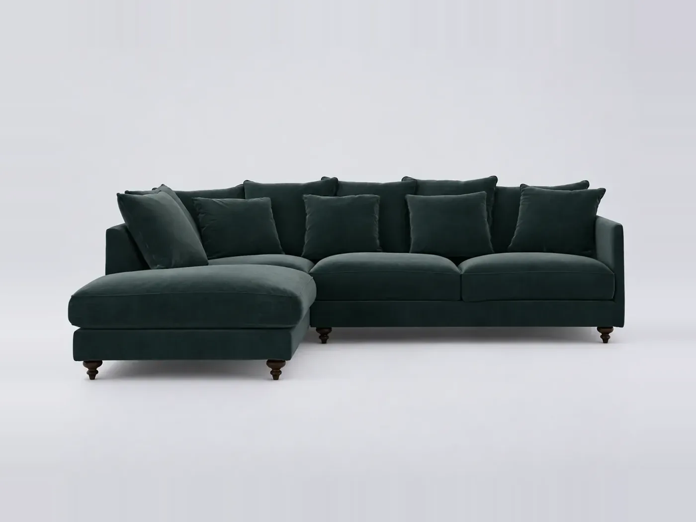 Canapé Lazare La Redoute, d'angle convertible, velours, coloris vert cèdre