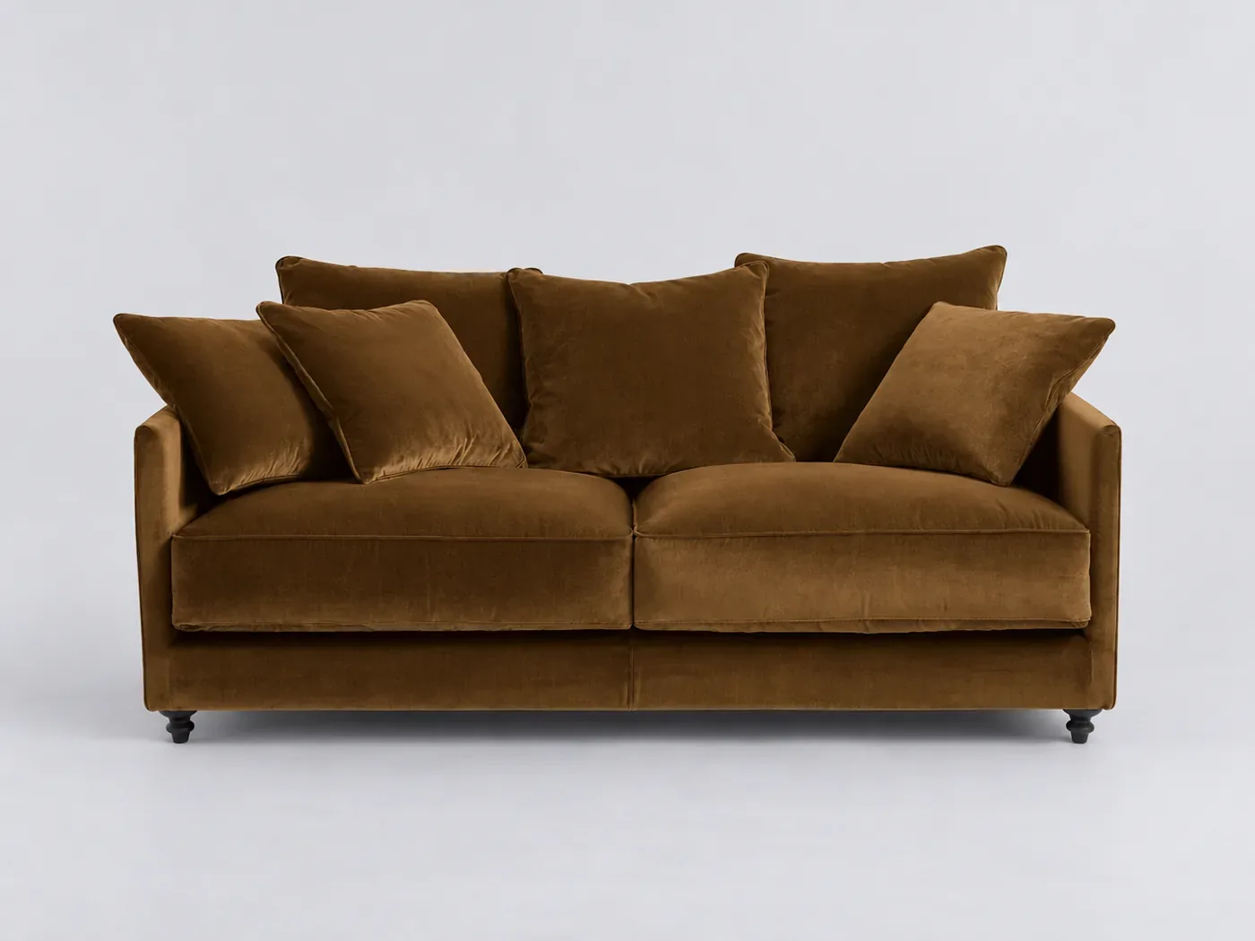 Canapé Lazare AM.PM, 3 places droit convertible, velours, coloris bronze