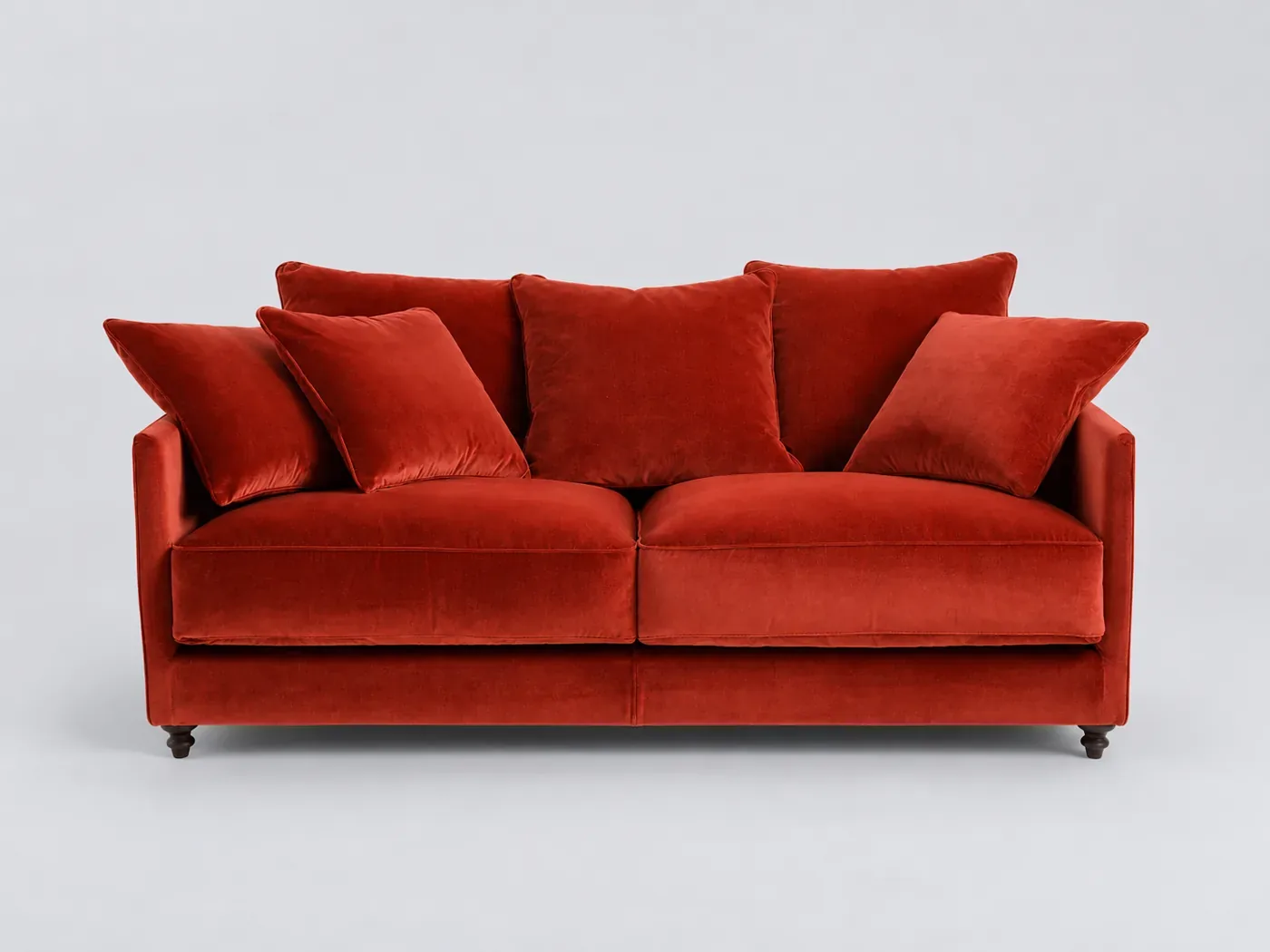 Canapé Lazare La Redoute, 3 places droit convertible, velours, coloris rouge cinabre