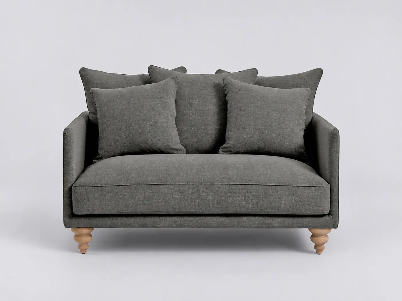 Canapé Lazare La Redoute, 2 places droit fixe, coton et lin, coloris anthracite