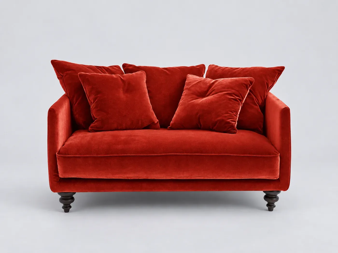 Canapé Lazare La Redoute, 2 places droit fixe, velours, coloris rouge cinabre
