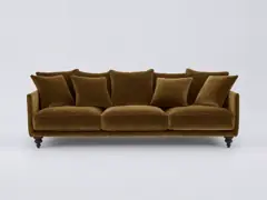 Canapé Lazare La Redoute, 3 places droit fixe, velours, coloris bronze