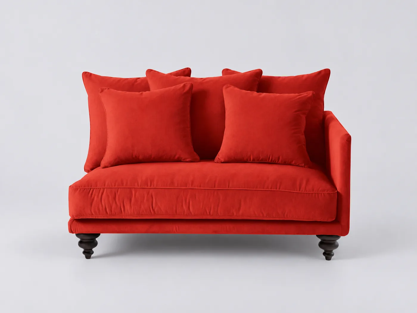 Canapé Lazare La Redoute, droit fixe, velours, coloris rouge cinabre