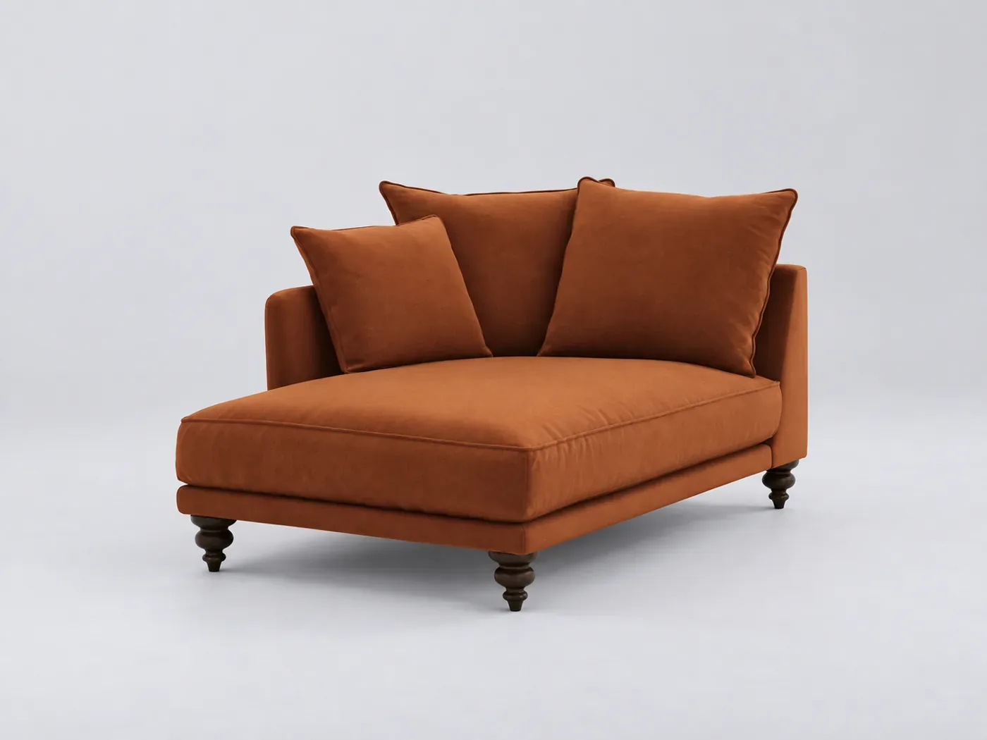 Canapé Lazare La Redoute, méridienne seule, velours, coloris caramel