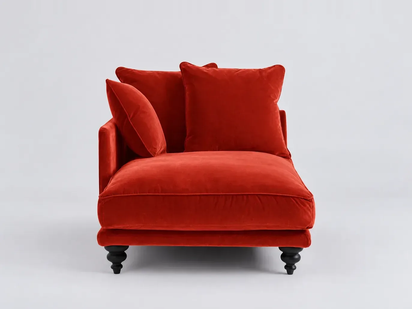 Canapé Lazare AM.PM, méridienne seule, velours, coloris rouge cinabre