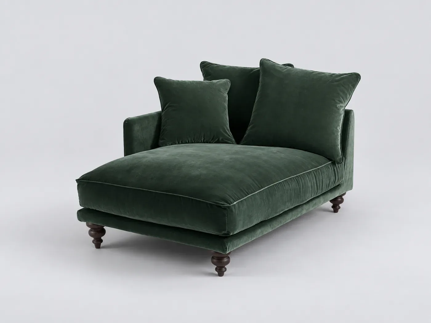 Canapé Lazare AM.PM, méridienne seule, velours, coloris vert tsar