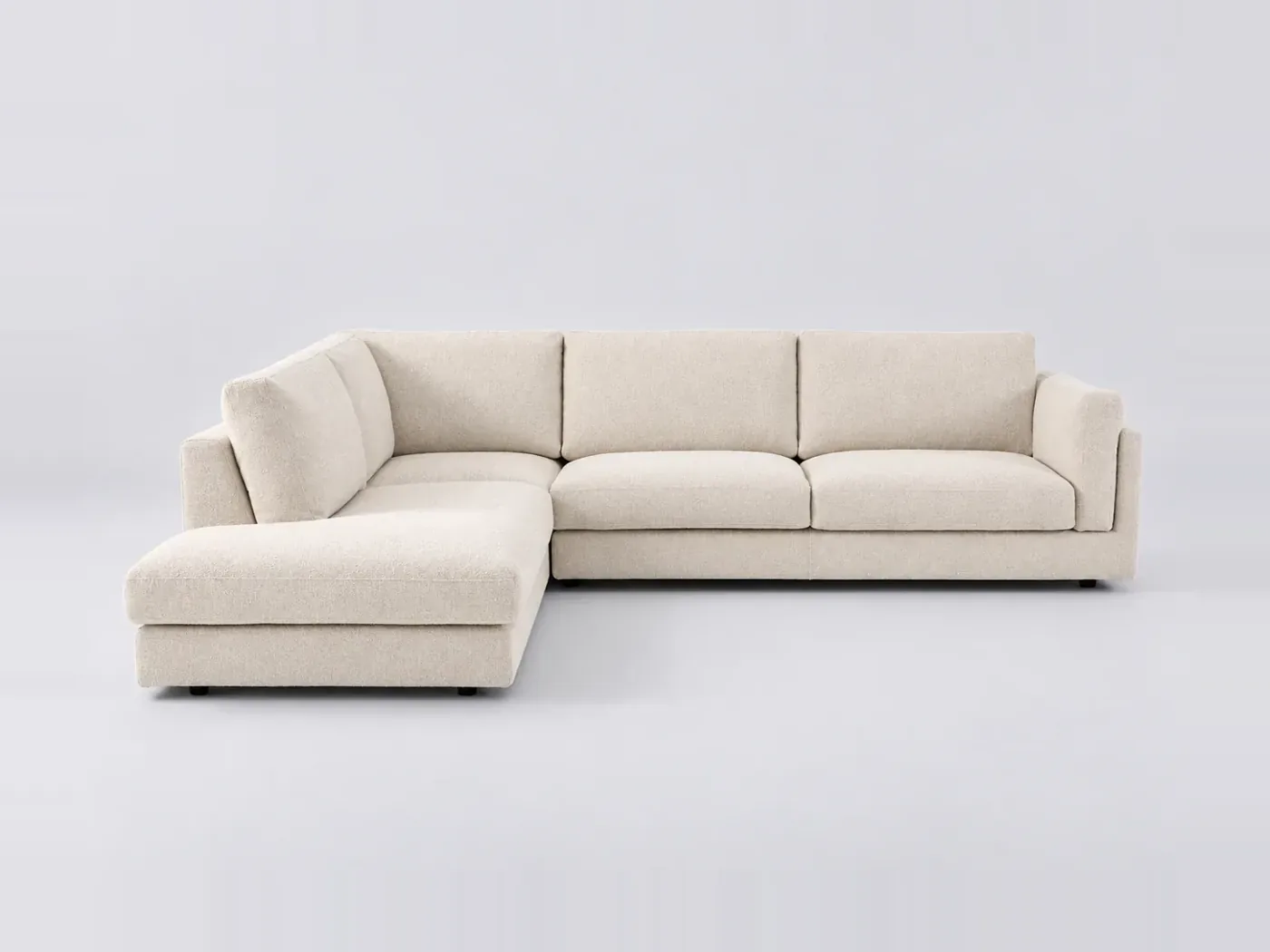 Canapé Cesar AMPM, d'angle convertible, bouclette, marque La Redoute, coloris craie