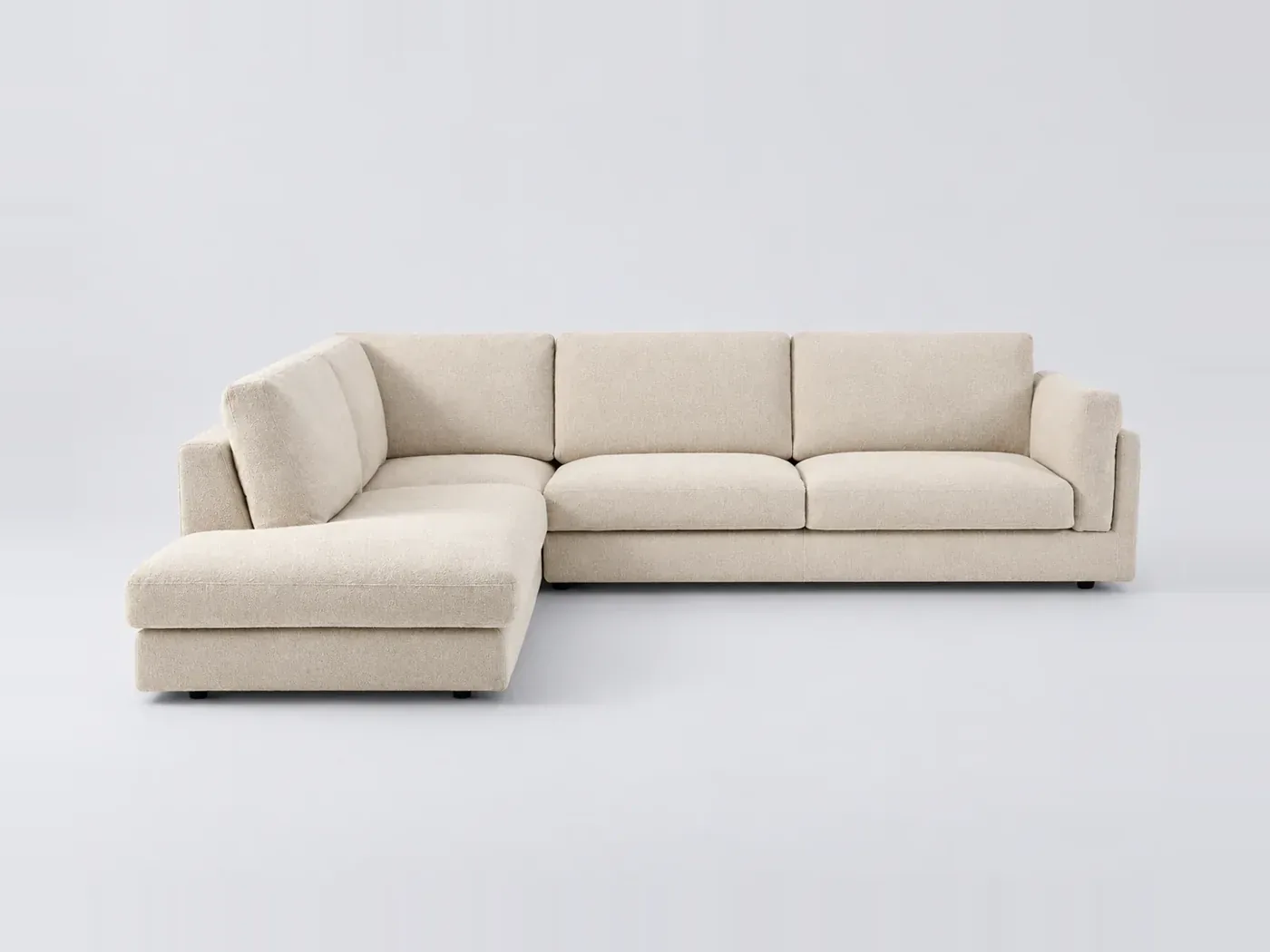 Canapé Cesar AMPM, d'angle convertible, bouclette, marque La Redoute, coloris sable