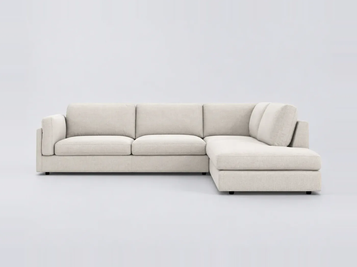 Canapé Cesar AMPM, d'angle convertible, toile jaspée, marque La Redoute, coloris naturel