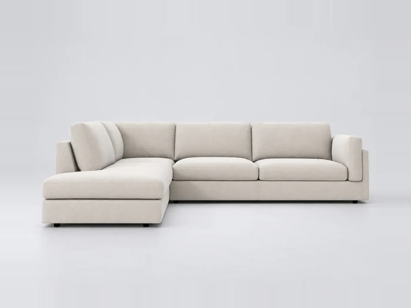 Canapé Cesar AMPM, d'angle convertible, velours, marque La Redoute, coloris blanc