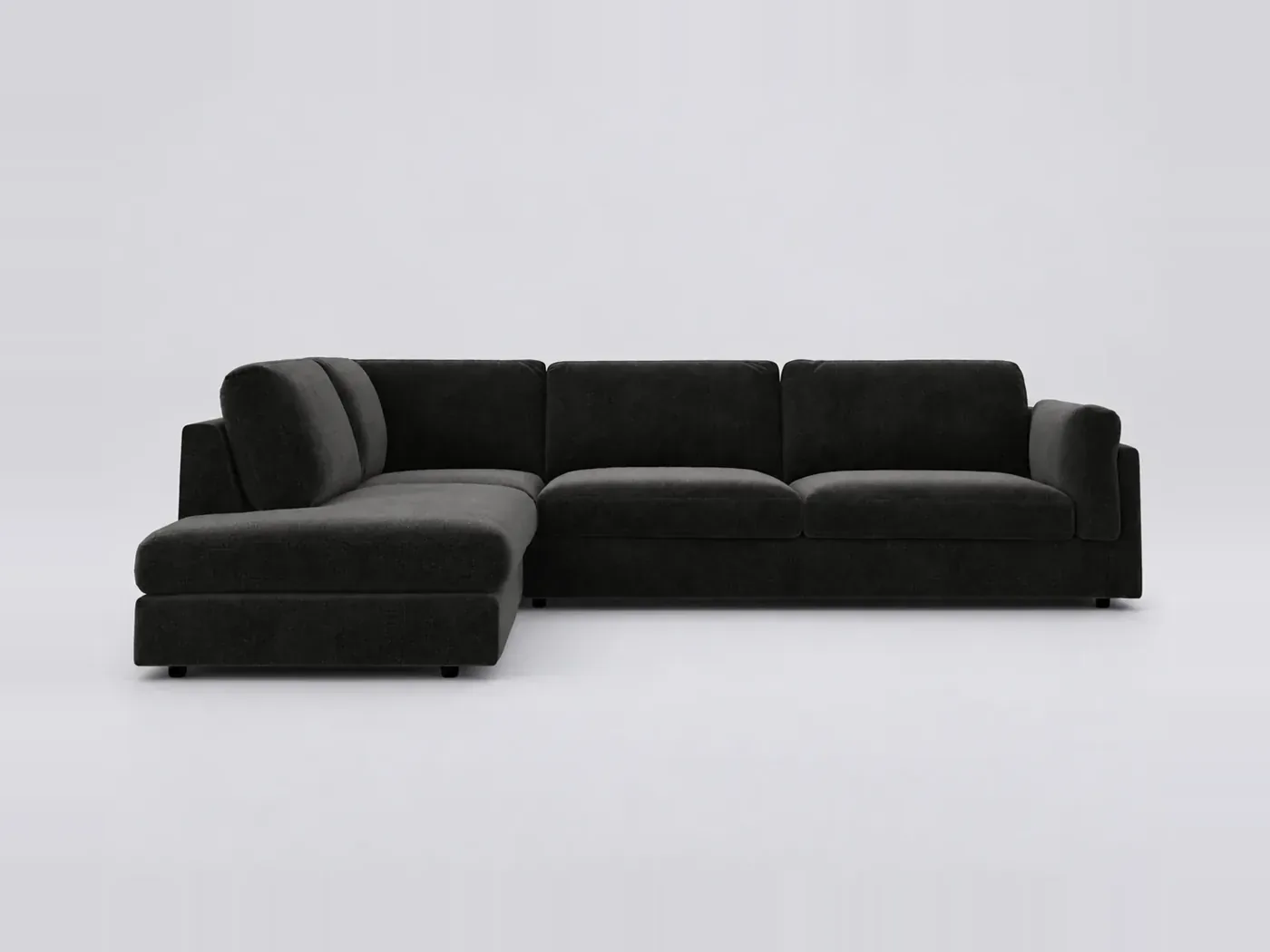 Canapé Cesar AMPM, d'angle convertible, velours, marque La Redoute, coloris carbone