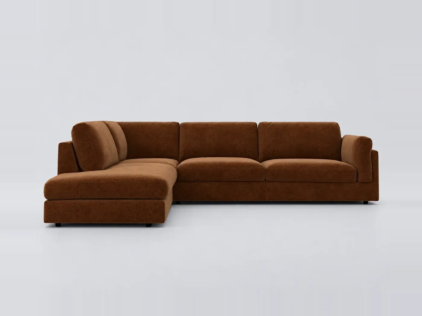 Canapé Cesar AMPM, d'angle convertible, velours, marque La Redoute, coloris ecureuil