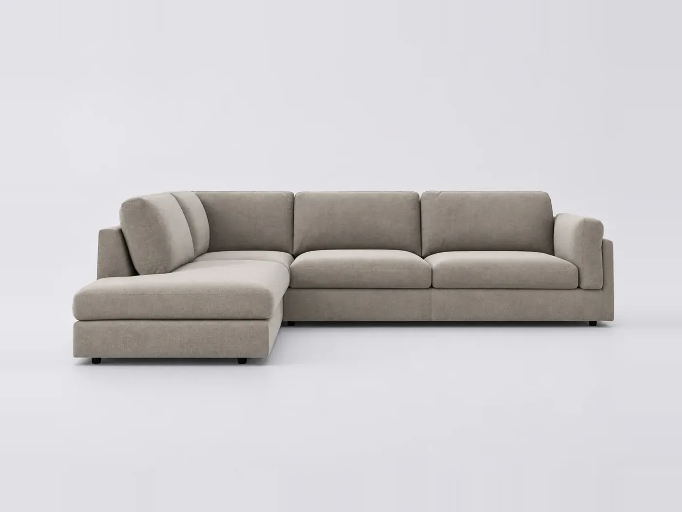 Canapé Cesar AMPM, d'angle convertible, velours, marque La Redoute, coloris gris clair