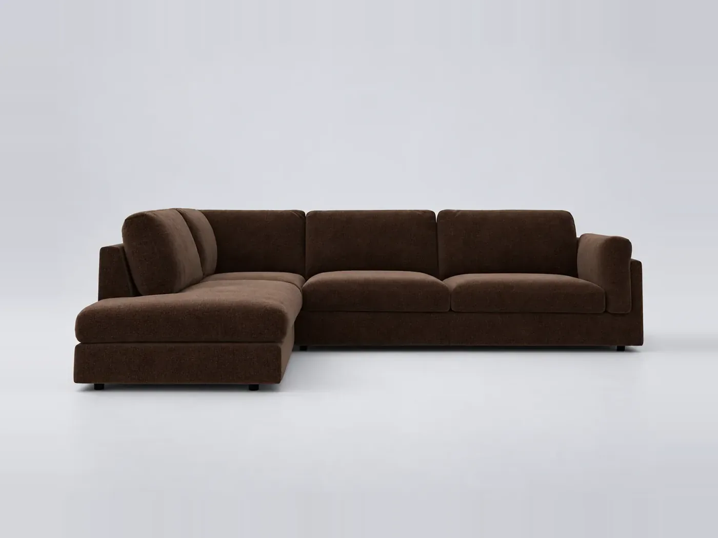 Canapé Cesar AMPM, d'angle convertible, velours, marque La Redoute, coloris marron torréfié