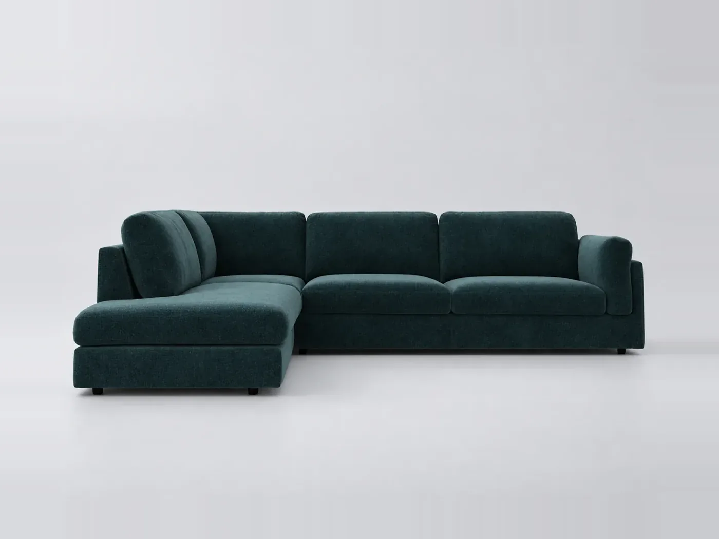 Canapé Cesar AMPM, d'angle convertible, velours, marque La Redoute, coloris vert sarcelle