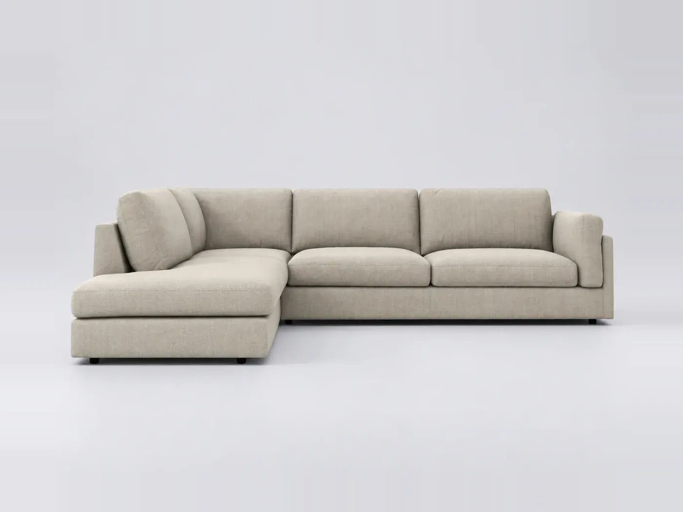 Canapé Cesar AMPM, d'angle fixe, coton et lin, marque La Redoute, coloris beige