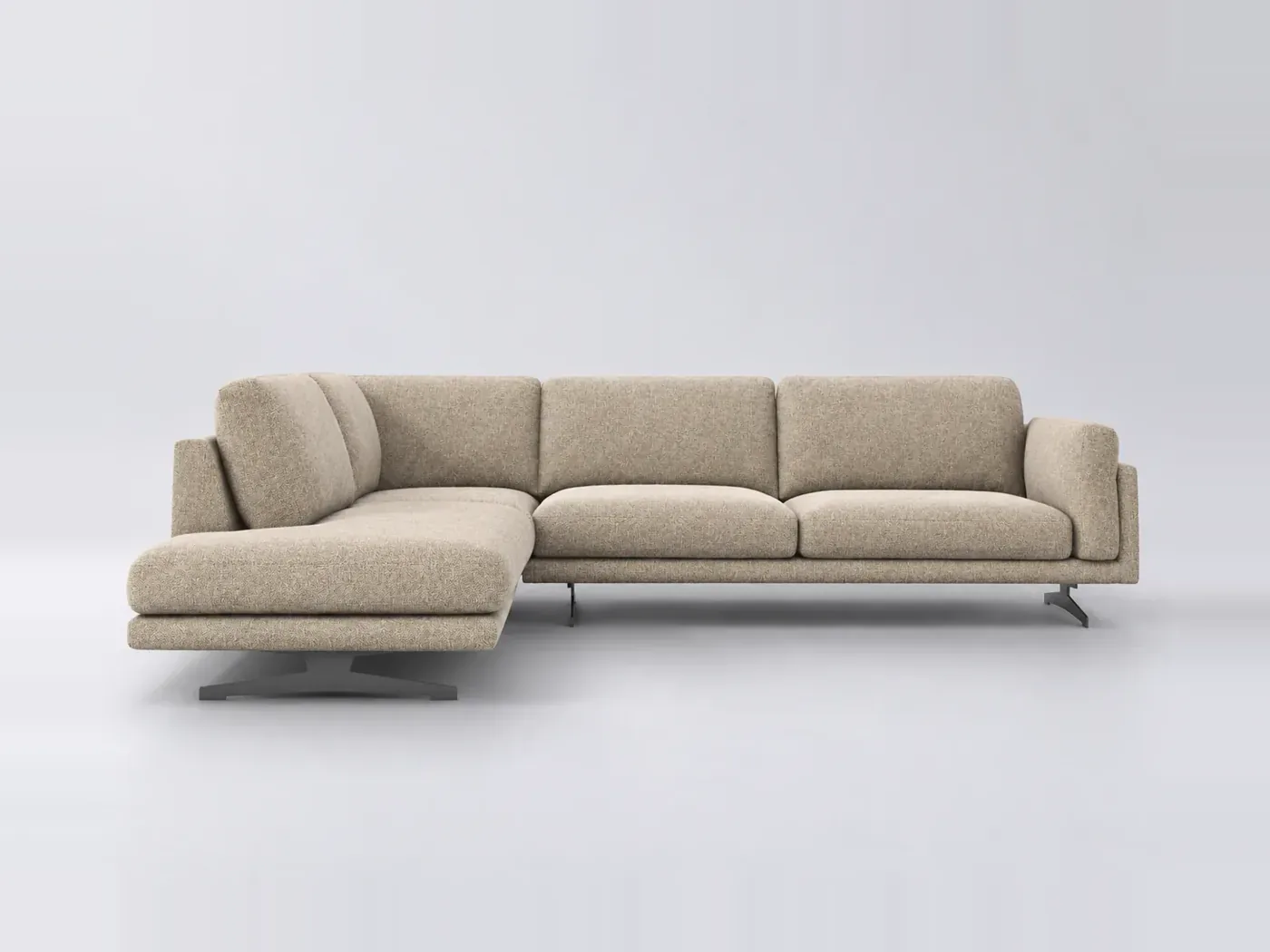 Canapé Cesar AMPM, d'angle fixe, coton, marque La Redoute, coloris corde