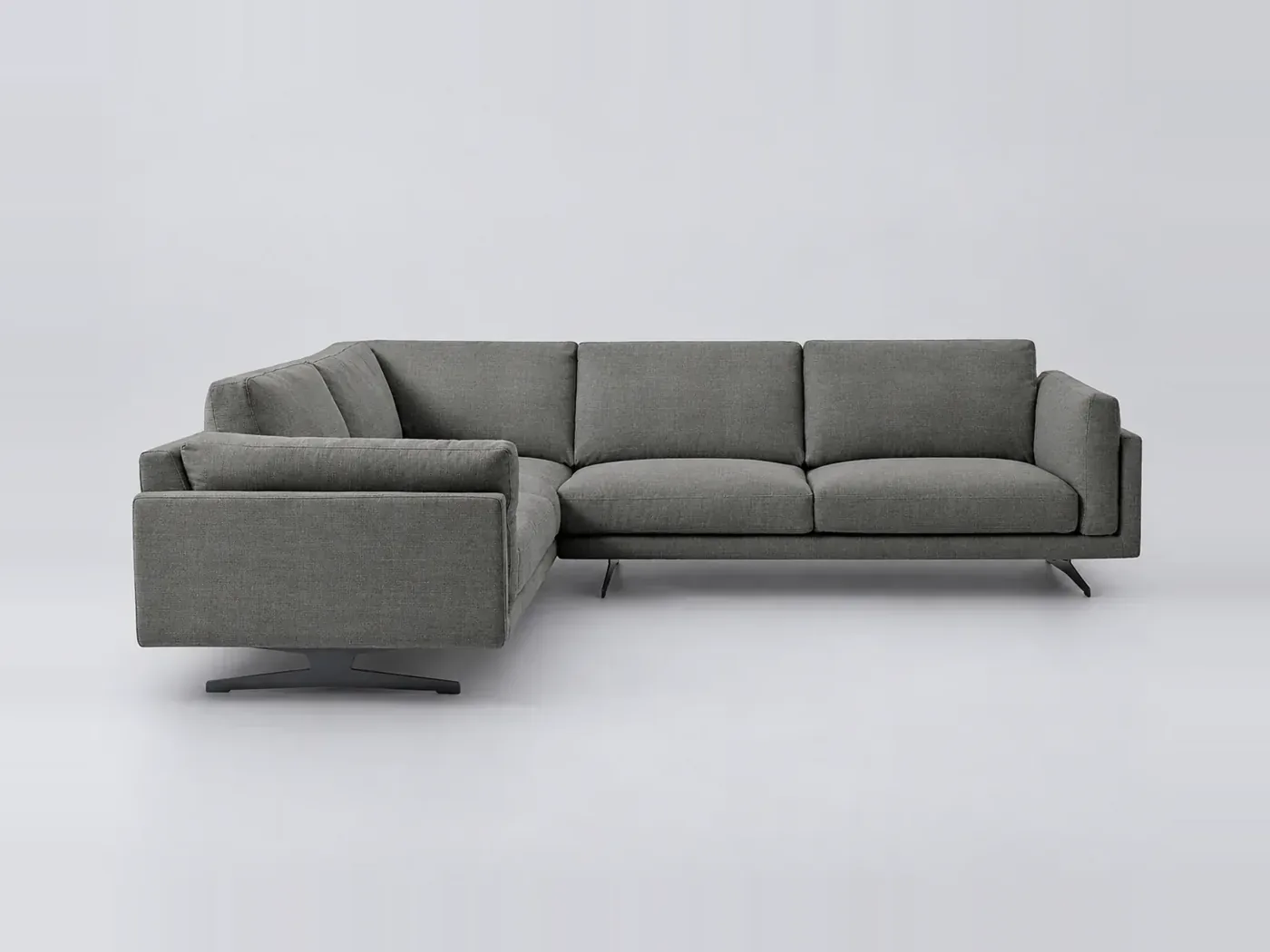 Canapé Cesar AMPM, d'angle fixe, lin, marque La Redoute, coloris anthracite