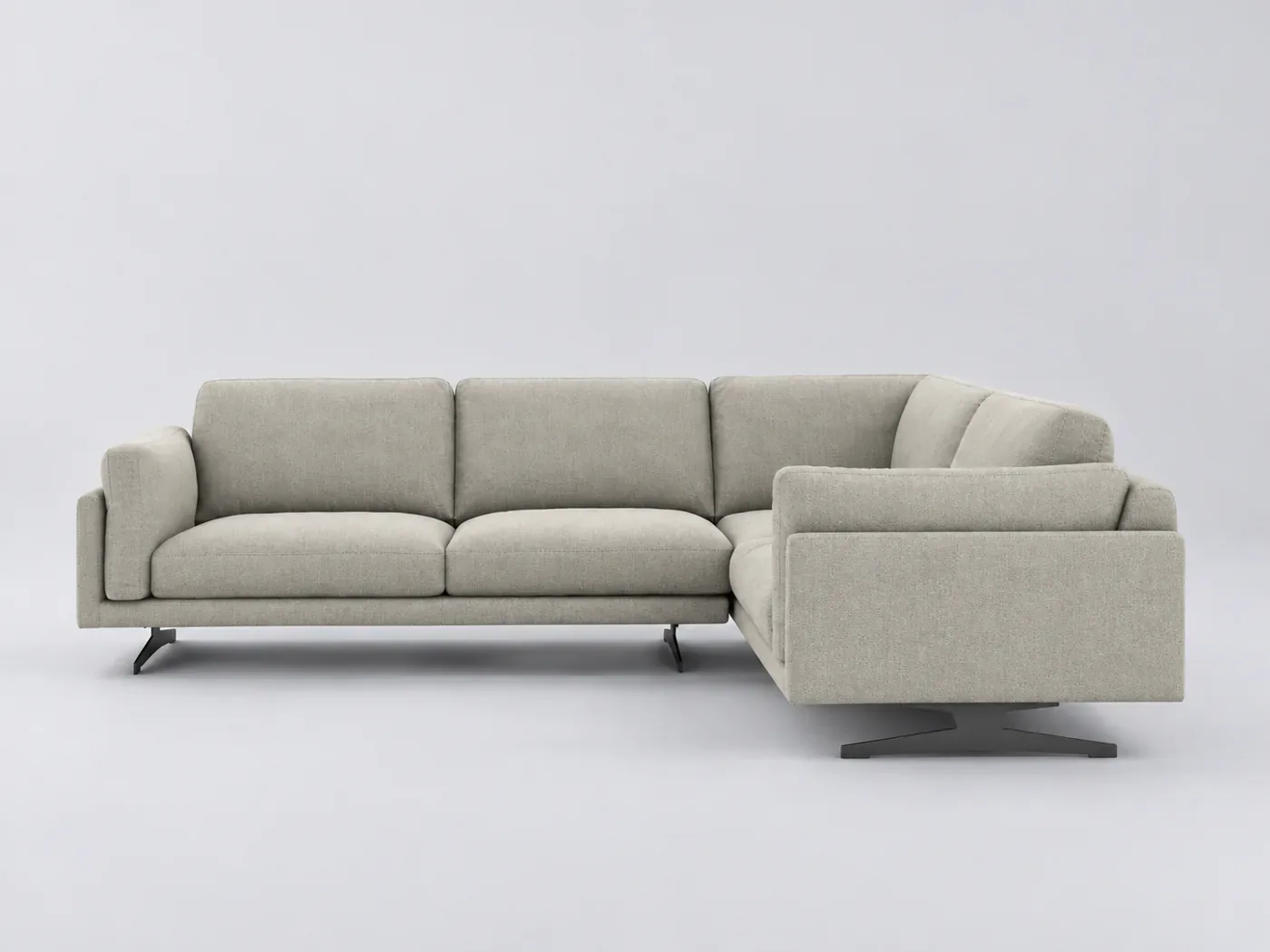 Canapé Cesar AMPM, d'angle convertible, tweedé, marque La Redoute, coloris ivoire