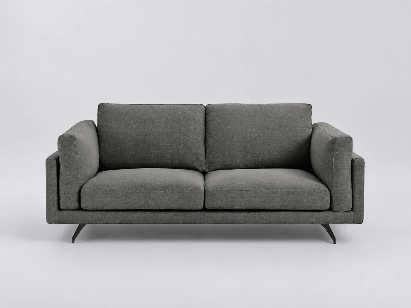Canapé Cesar AMPM, 2 places droit fixe, coton et lin, marque La Redoute, coloris anthracite
