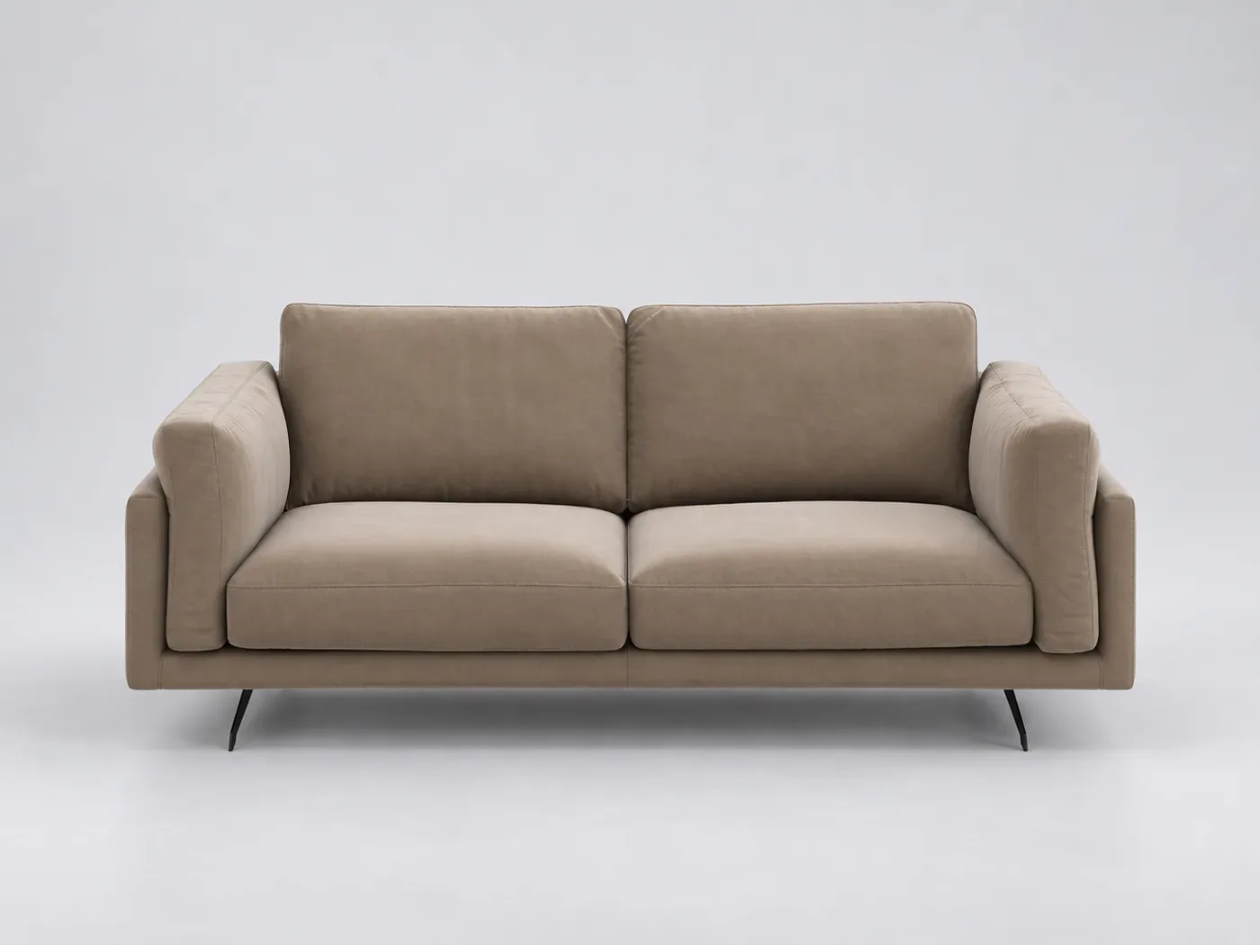 Canapé Cesar AMPM, 2 places droit fixe, velours, marque La Redoute, coloris beige cendré