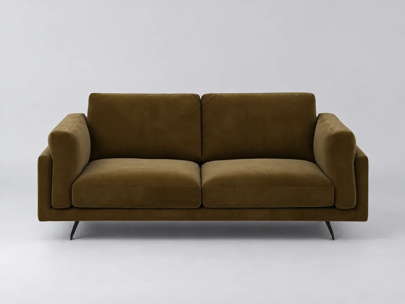 Canapé Cesar AMPM, 2 places droit fixe, velours, marque La Redoute, coloris bronze