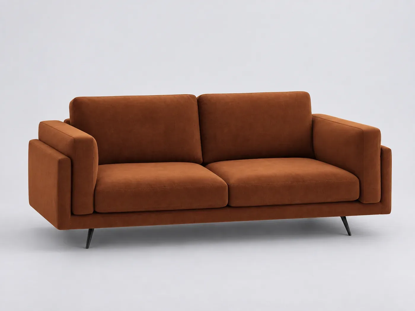 Canapé Cesar AMPM, 2 places droit fixe, velours, marque La Redoute, coloris caramel