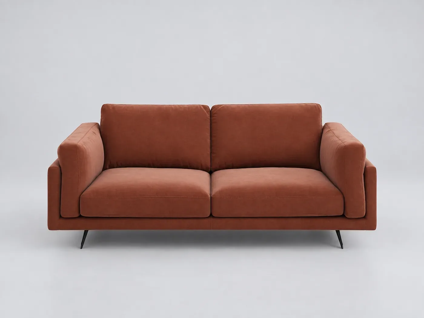 Canapé Cesar AMPM, 2 places droit fixe, velours, marque La Redoute, coloris terre cuite