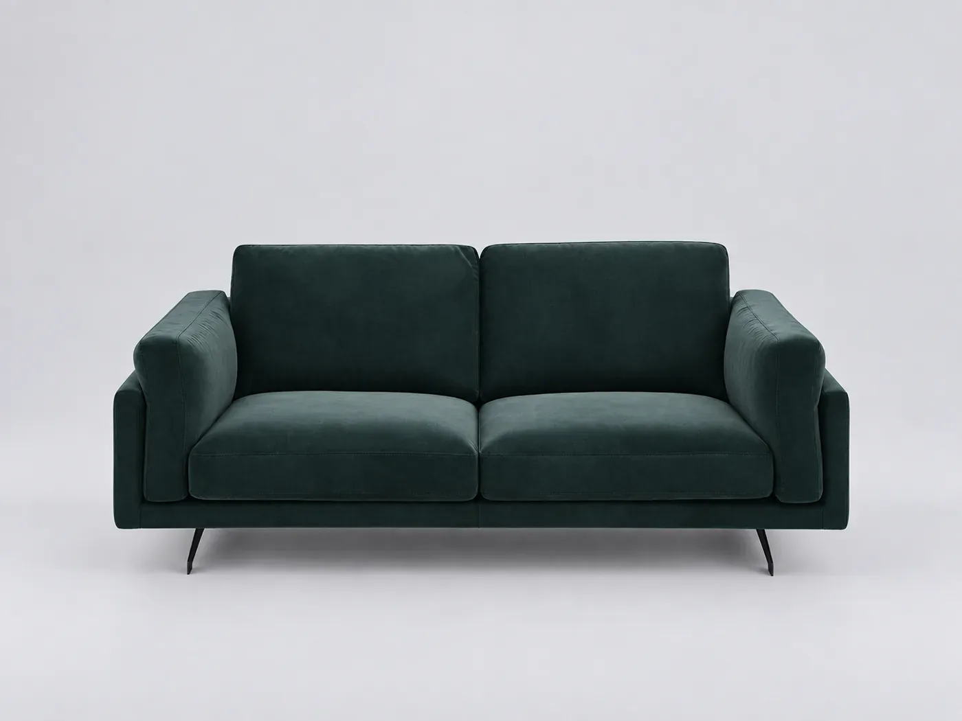 Canapé Cesar AMPM, 2 places droit fixe, velours, marque La Redoute, coloris vert cèdre