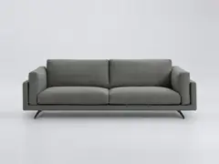 Canapé Cesar AMPM, 3 places droit fixe, coton et lin, coloris anthracite