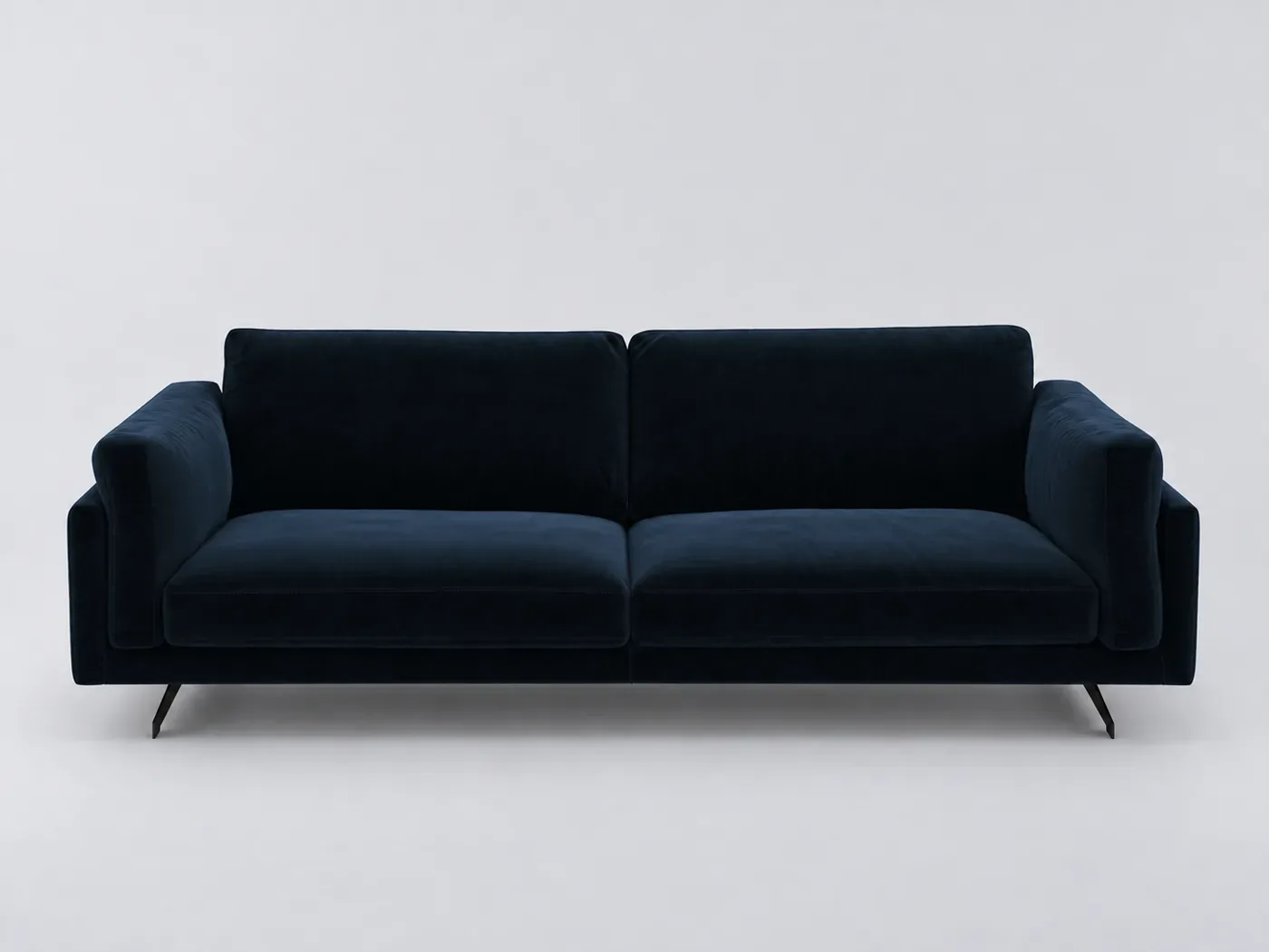 Canapé Cesar AMPM, 3 places droit fixe, velours, marque La Redoute, coloris bleu nuit