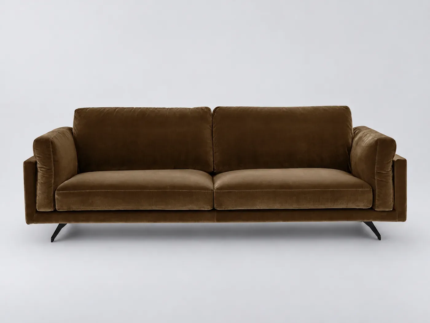 Canapé Cesar AMPM, 3 places droit fixe, velours, marque La Redoute, coloris bronze
