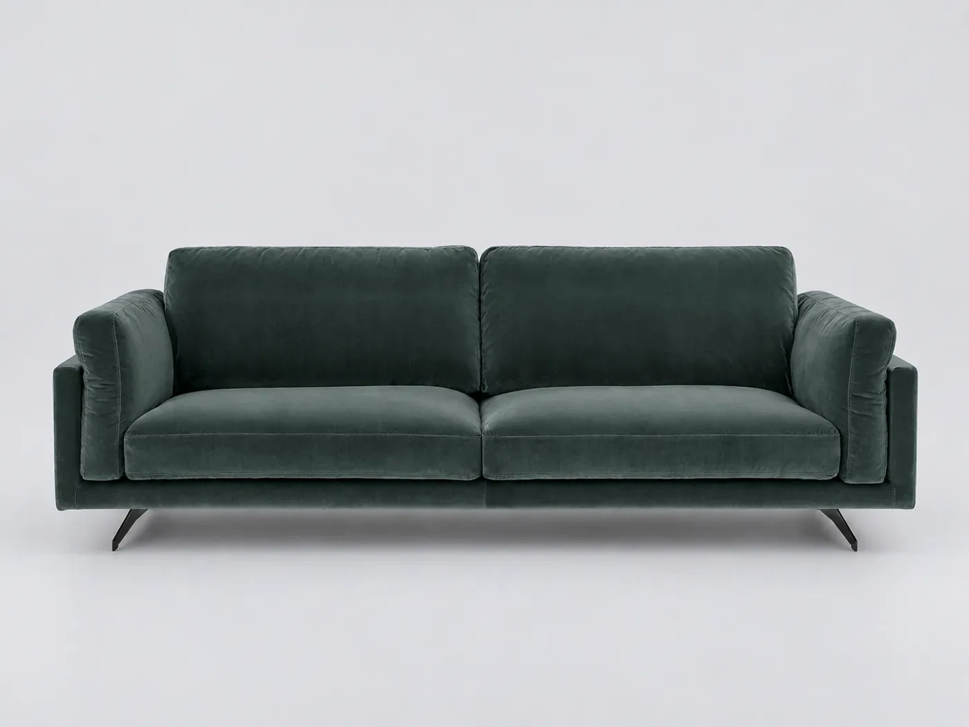 Canapé Cesar AMPM, 3 places droit fixe, velours, marque La Redoute, coloris vert cèdre