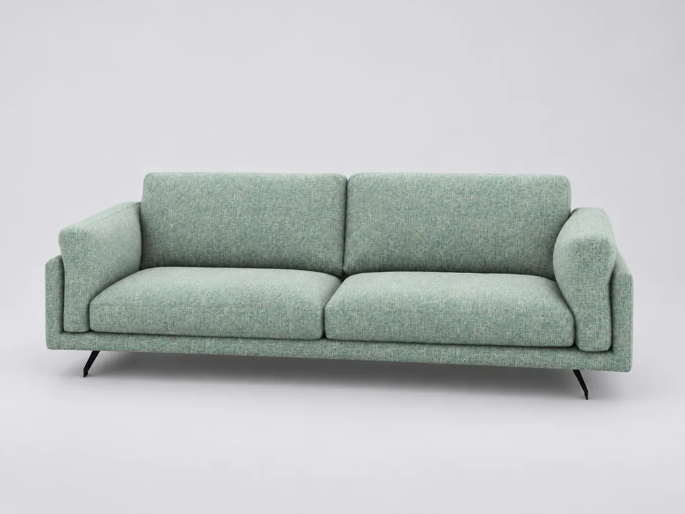 Canapé Cesar AMPM, 4 places droit fixe, coton, marque La Redoute, coloris aquamarine