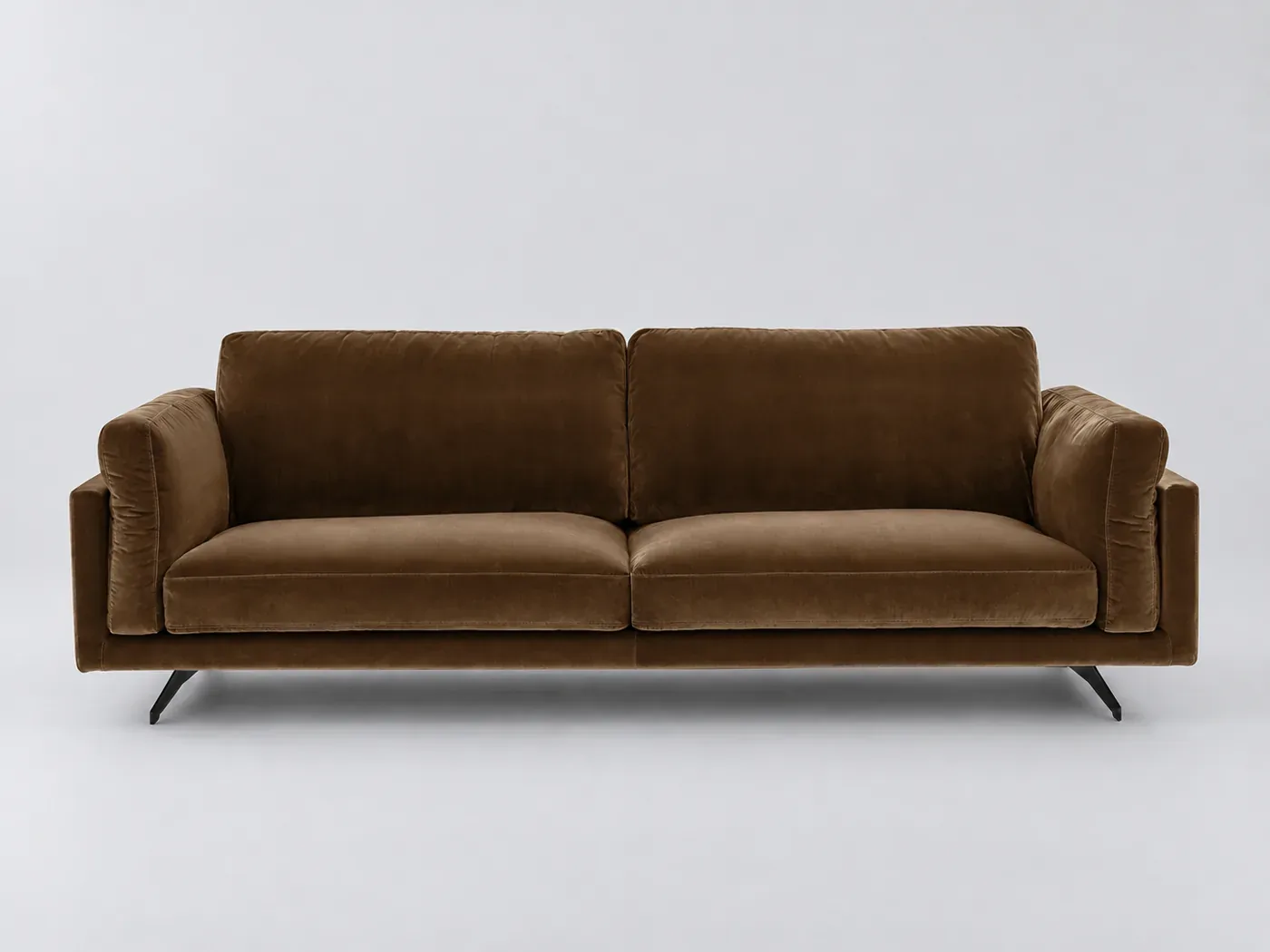 Canapé Cesar AMPM, 4 places droit fixe, velours, marque La Redoute, coloris bronze