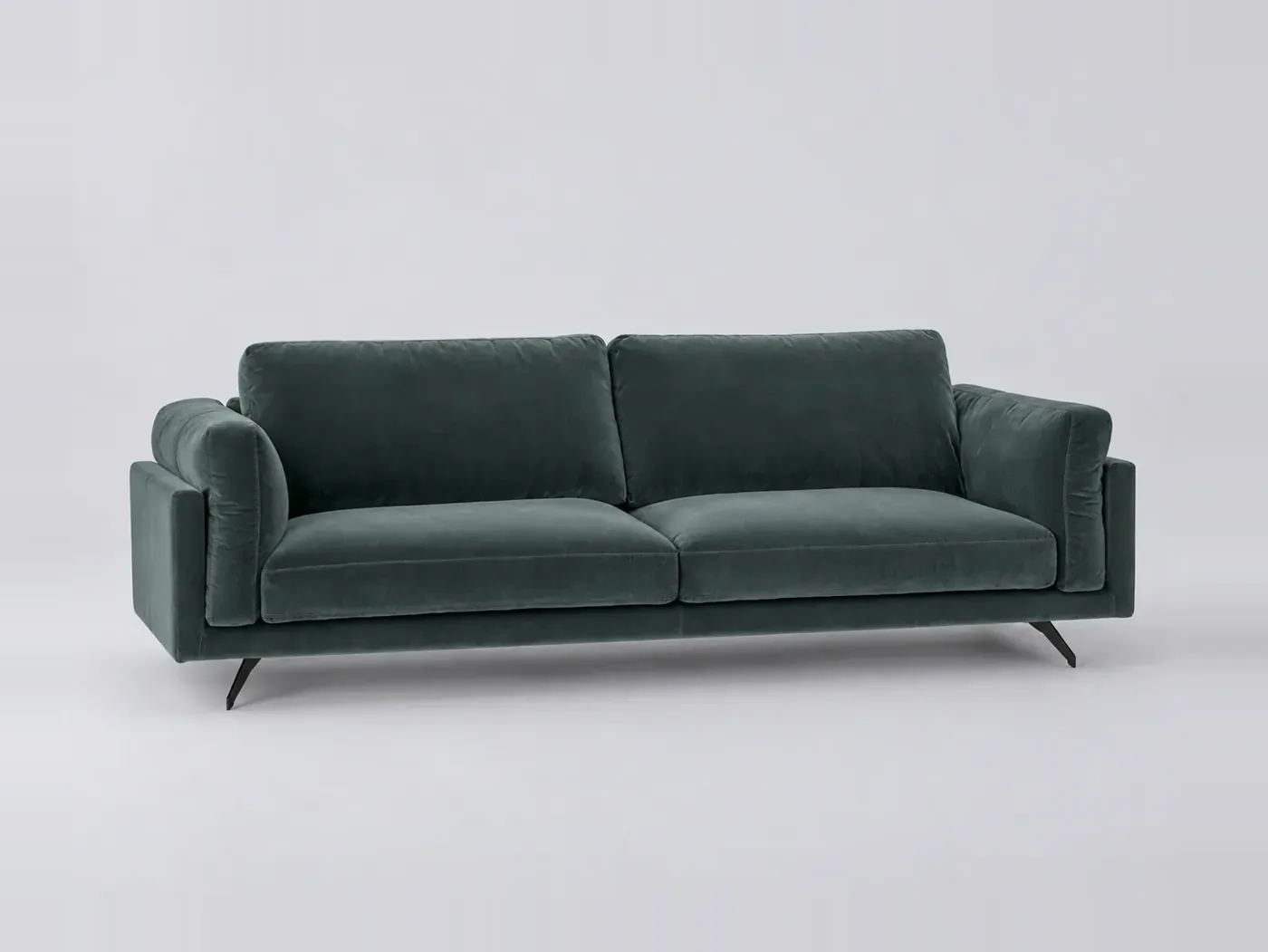 Canapé Cesar AMPM, 4 places droit fixe, velours, marque La Redoute, coloris vert cèdre