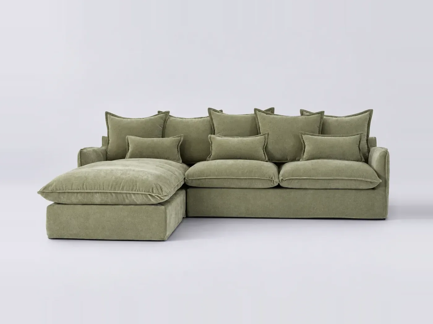 Canapé Odna La Redoute, 4 places d'angle convertible, tissu chiné, coloris vert eucalyptus