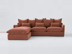 Canapé Odna La Redoute, 4 places d'angle fixe, tissu chiné, coloris brique rosé
