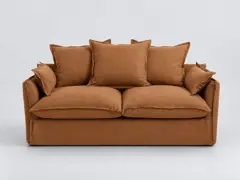 Canapé Odna La Redoute, 2 places droit convertible, lin froissé, coloris tabac