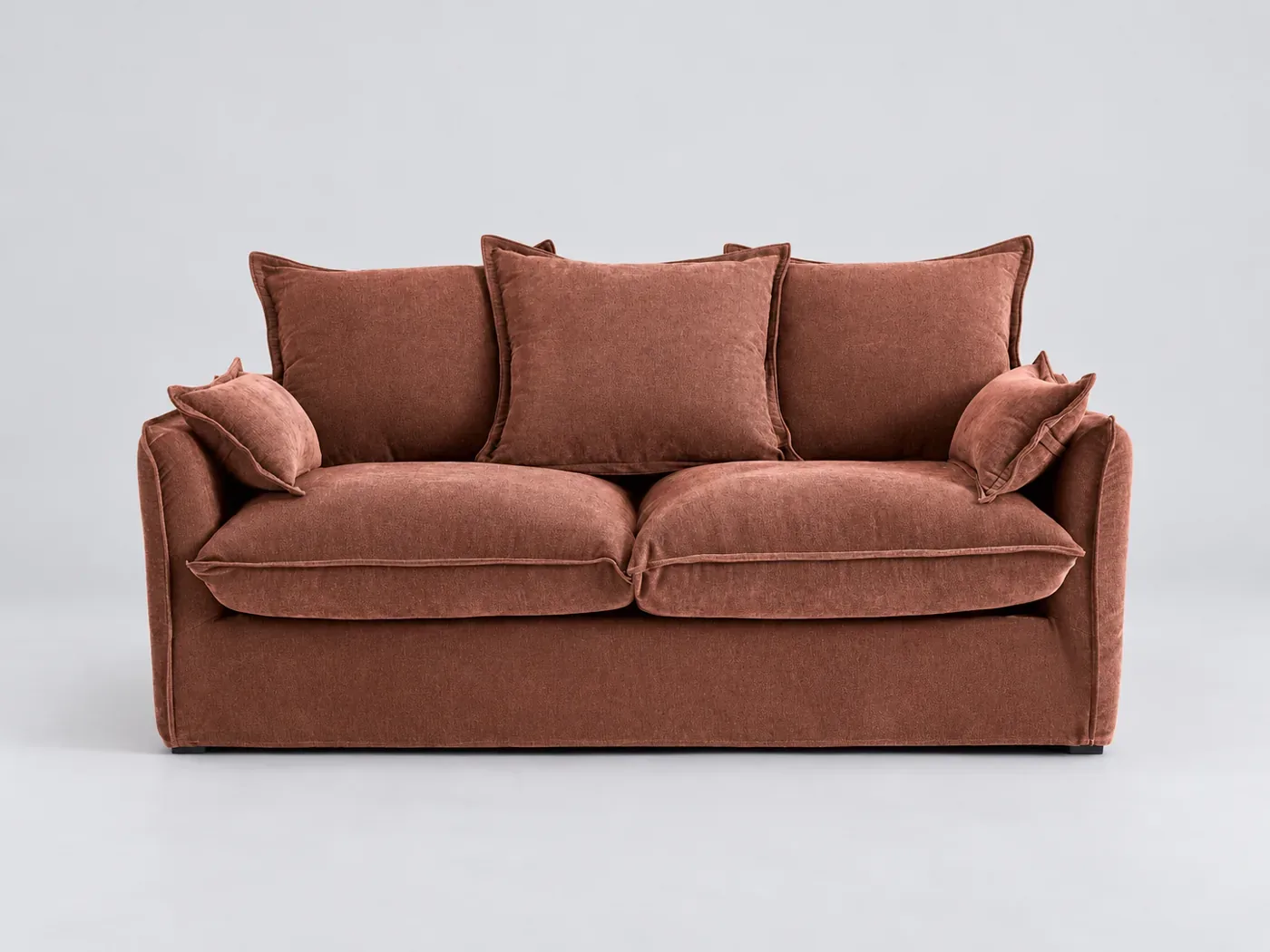 Canapé Odna La Redoute, 2 places droit convertible, tissu chiné, coloris brique rosé