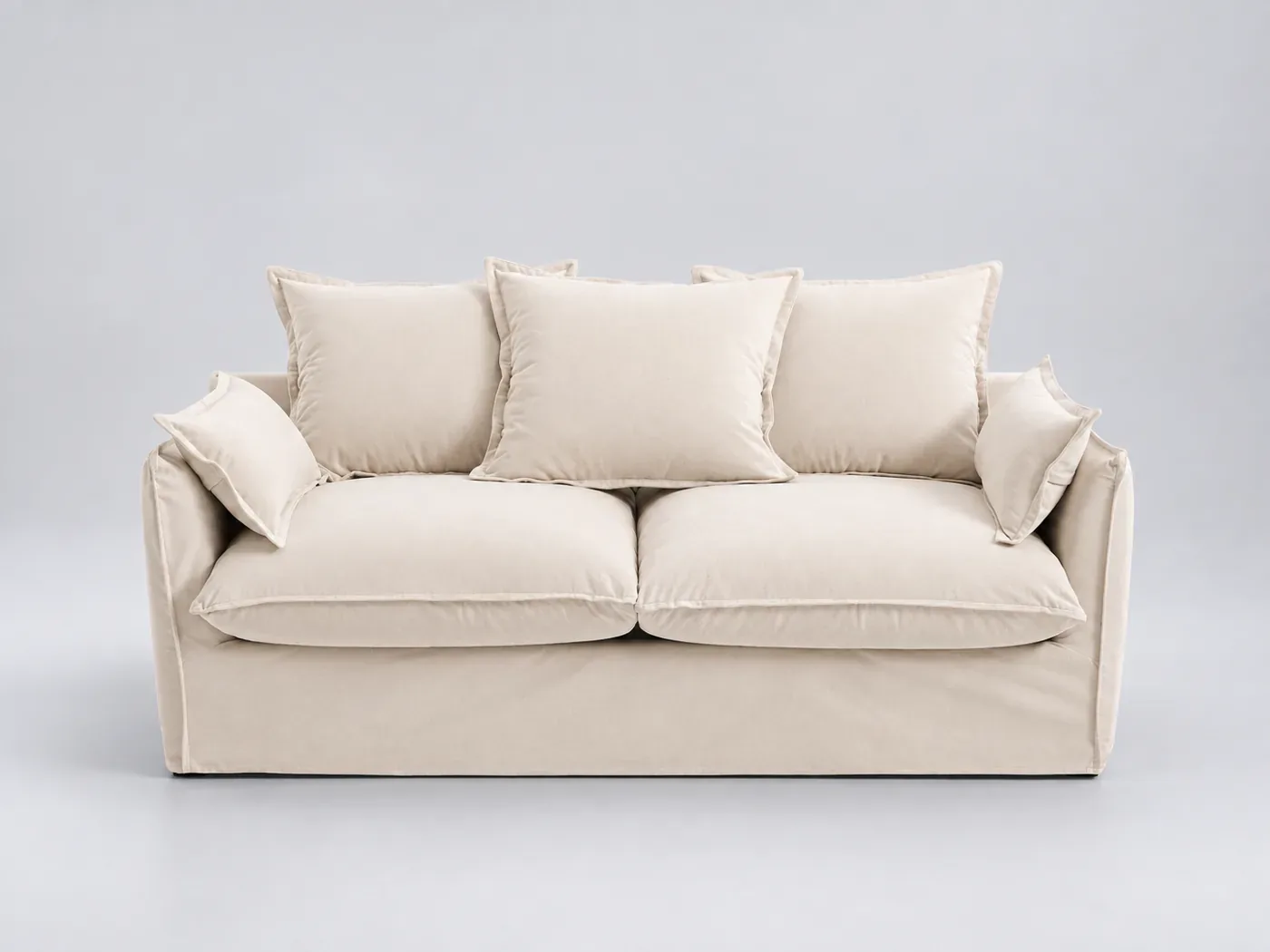 Canapé Odna La Redoute, 2 places droit convertible, velours, coloris ecru