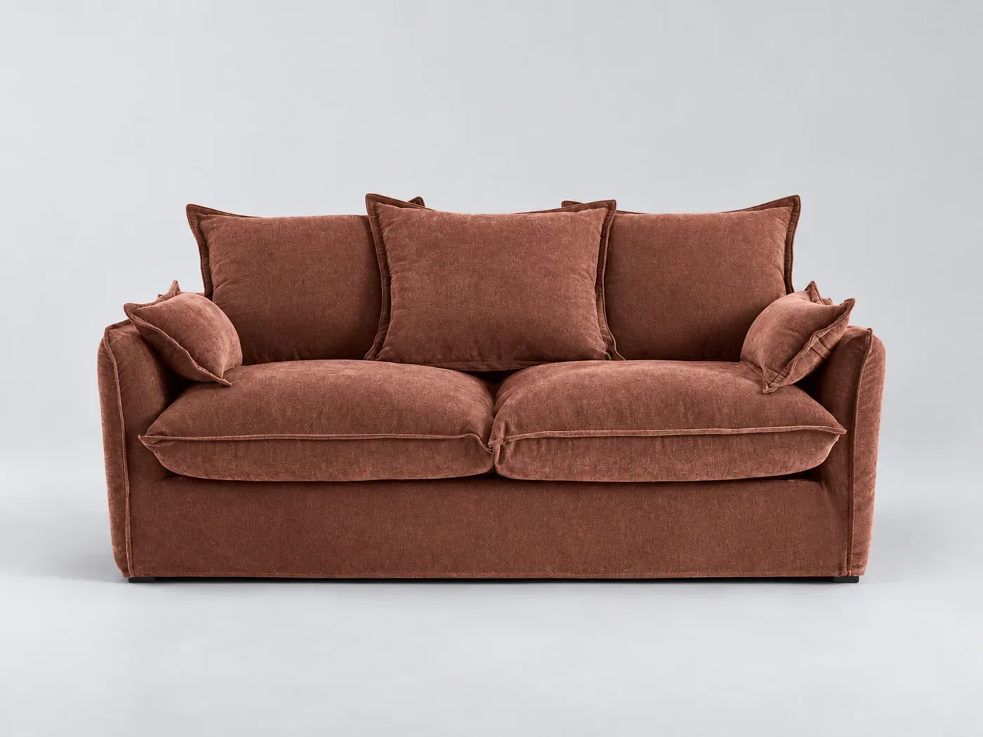 Canapé Odna La Redoute, 3 places droit convertible, tissu chiné, coloris brique rosé
