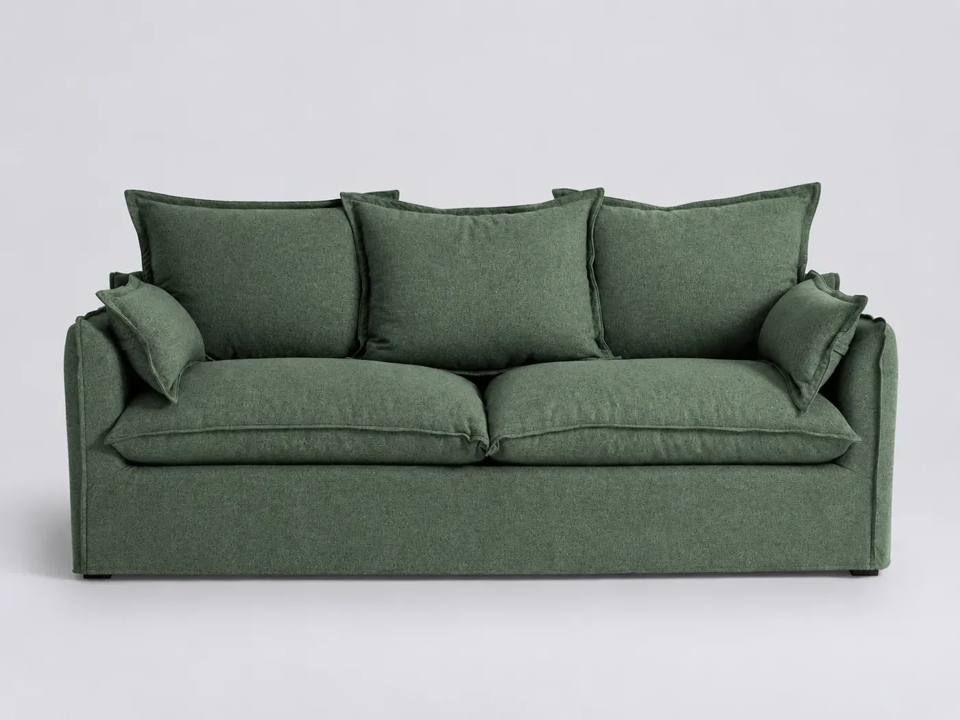 Canapé Odna La Redoute, 4 places droit convertible, polyester, coloris vert forêt
