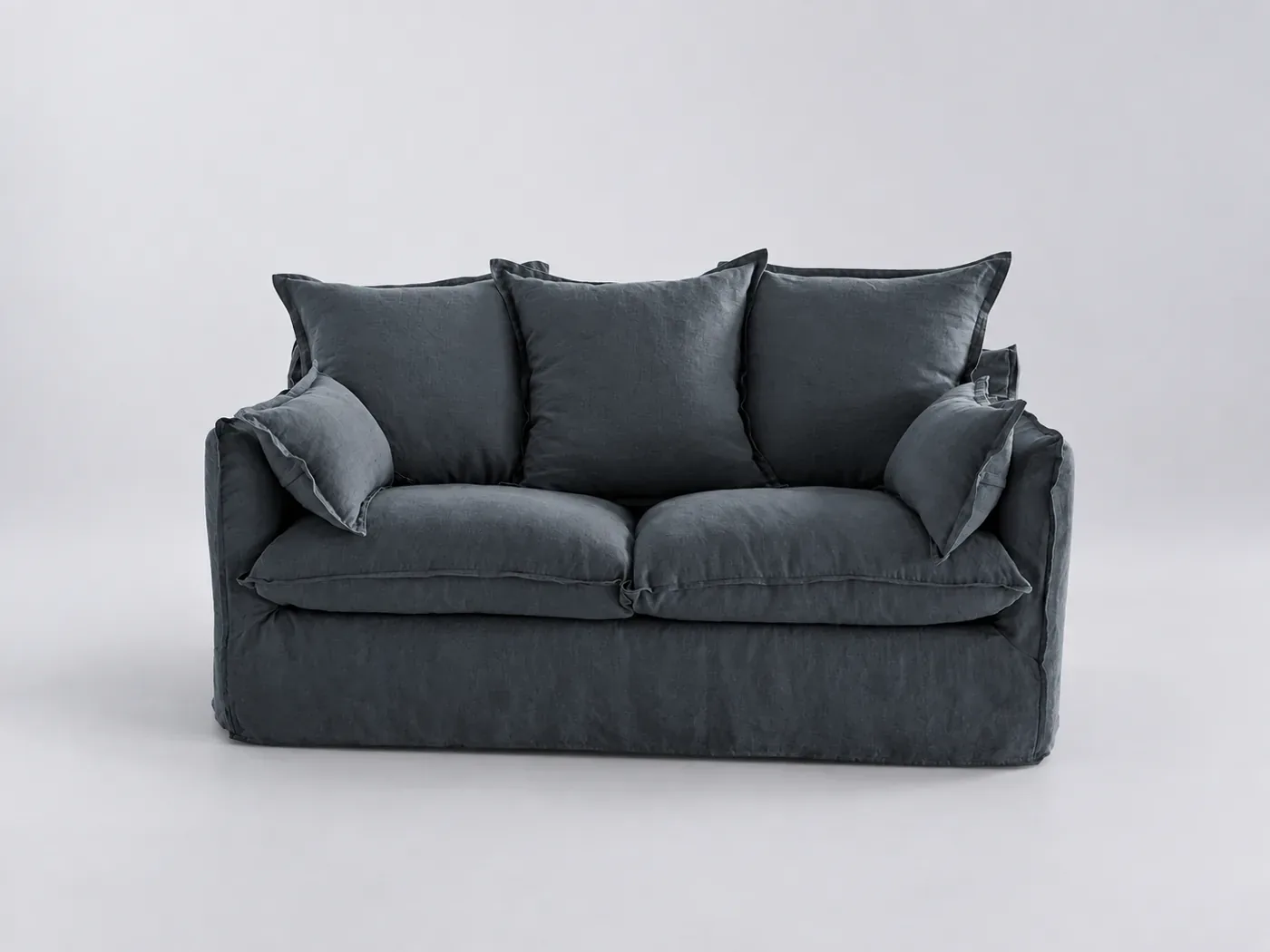 Canapé Odna La Redoute, 2 places droit fixe, lin froissé, coloris indigo