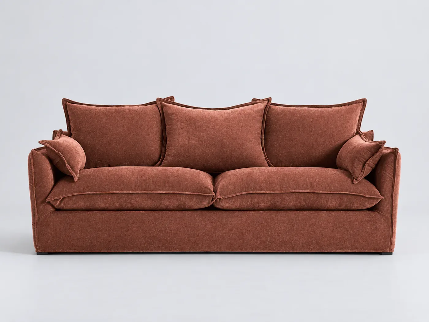 Canapé Odna La Redoute, 2 places droit fixe, tissu chiné, coloris brique rosé