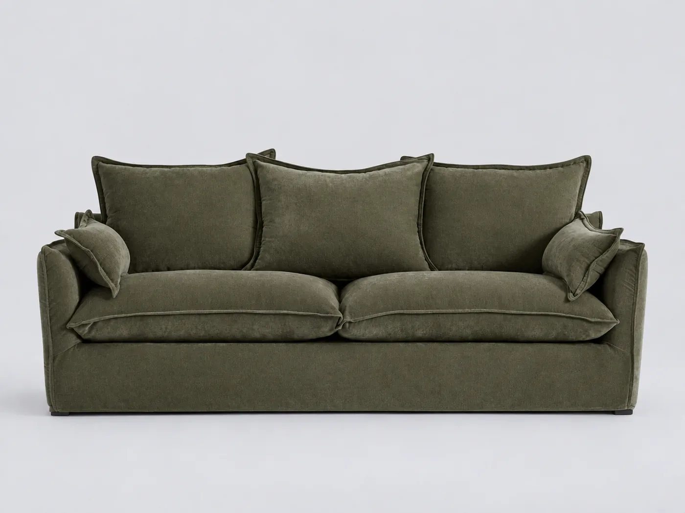 Canapé Odna La Redoute, 2 places droit fixe, tissu chiné, coloris vert mousse