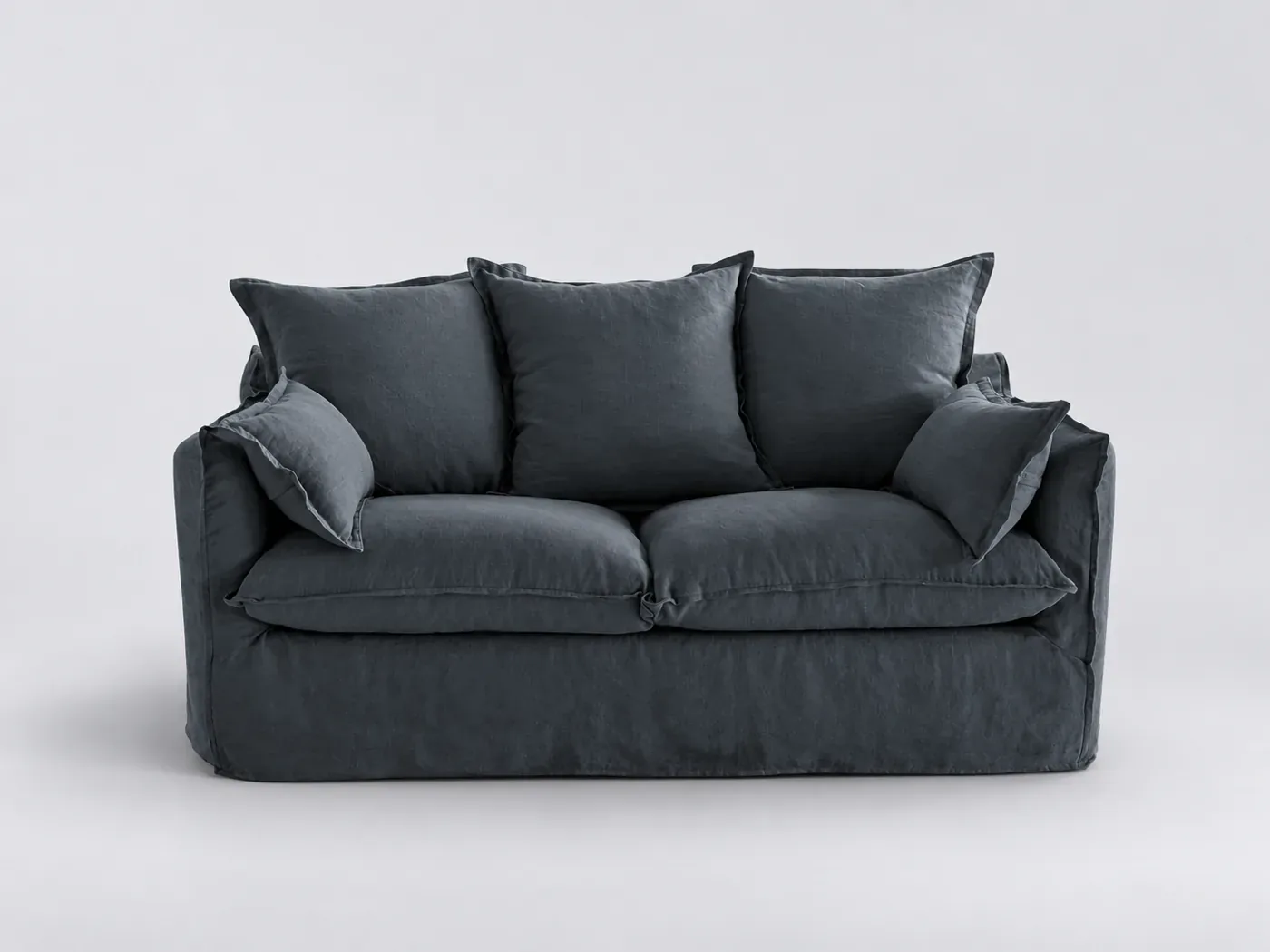 Canapé Odna La Redoute, 3 places droit fixe, lin froissé, coloris indigo