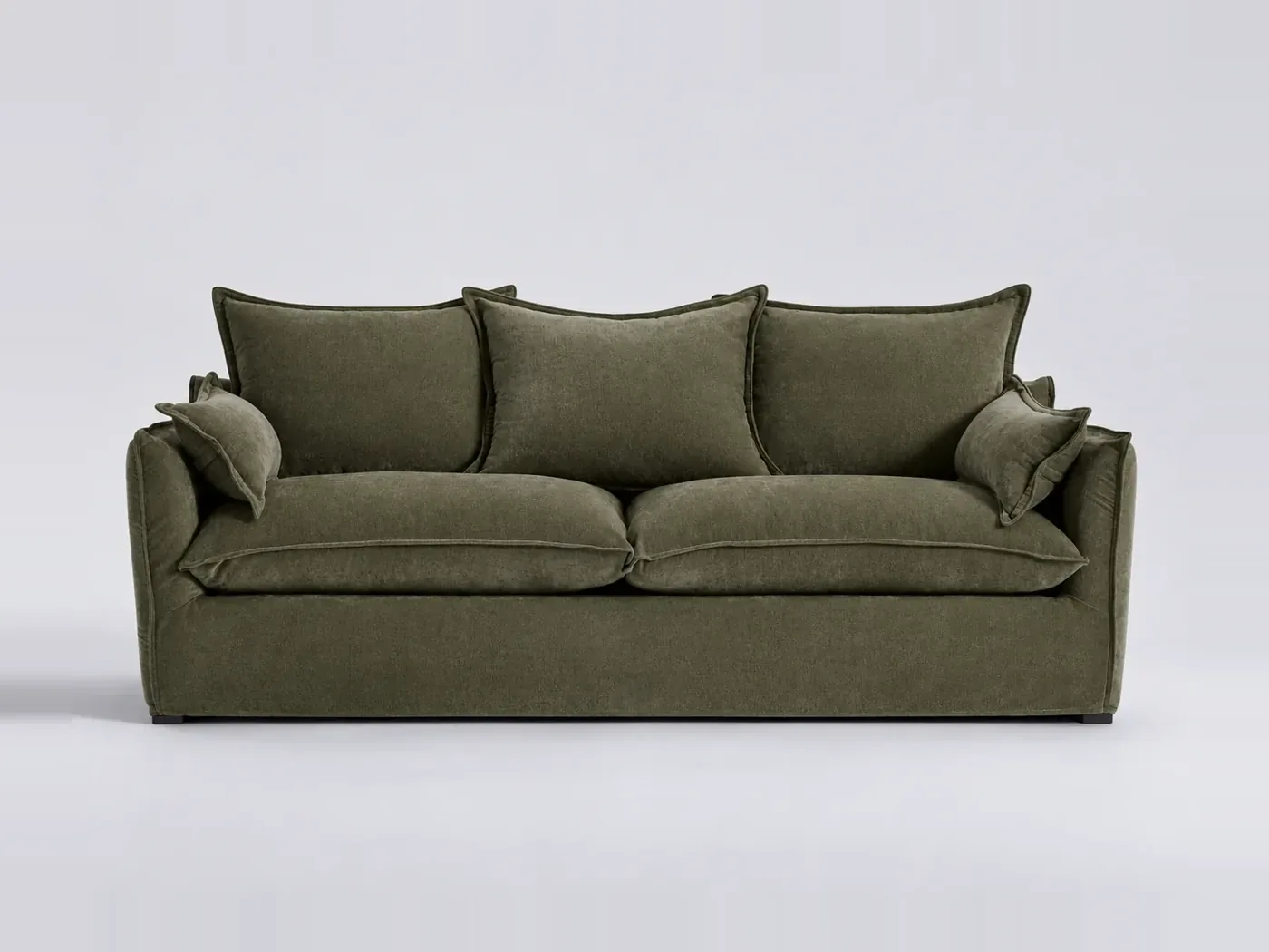 Canapé Odna La Redoute, 3 places droit fixe, tissu chiné, coloris vert mousse