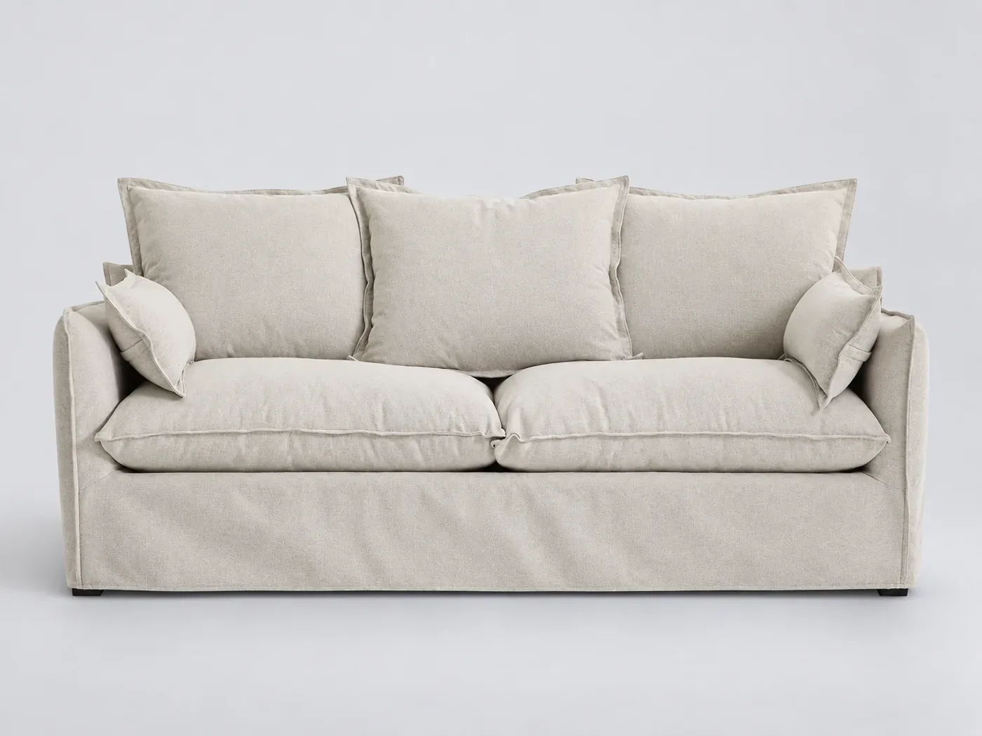 Canapé Odna La Redoute, 4 places droit fixe, polyester, coloris ecru