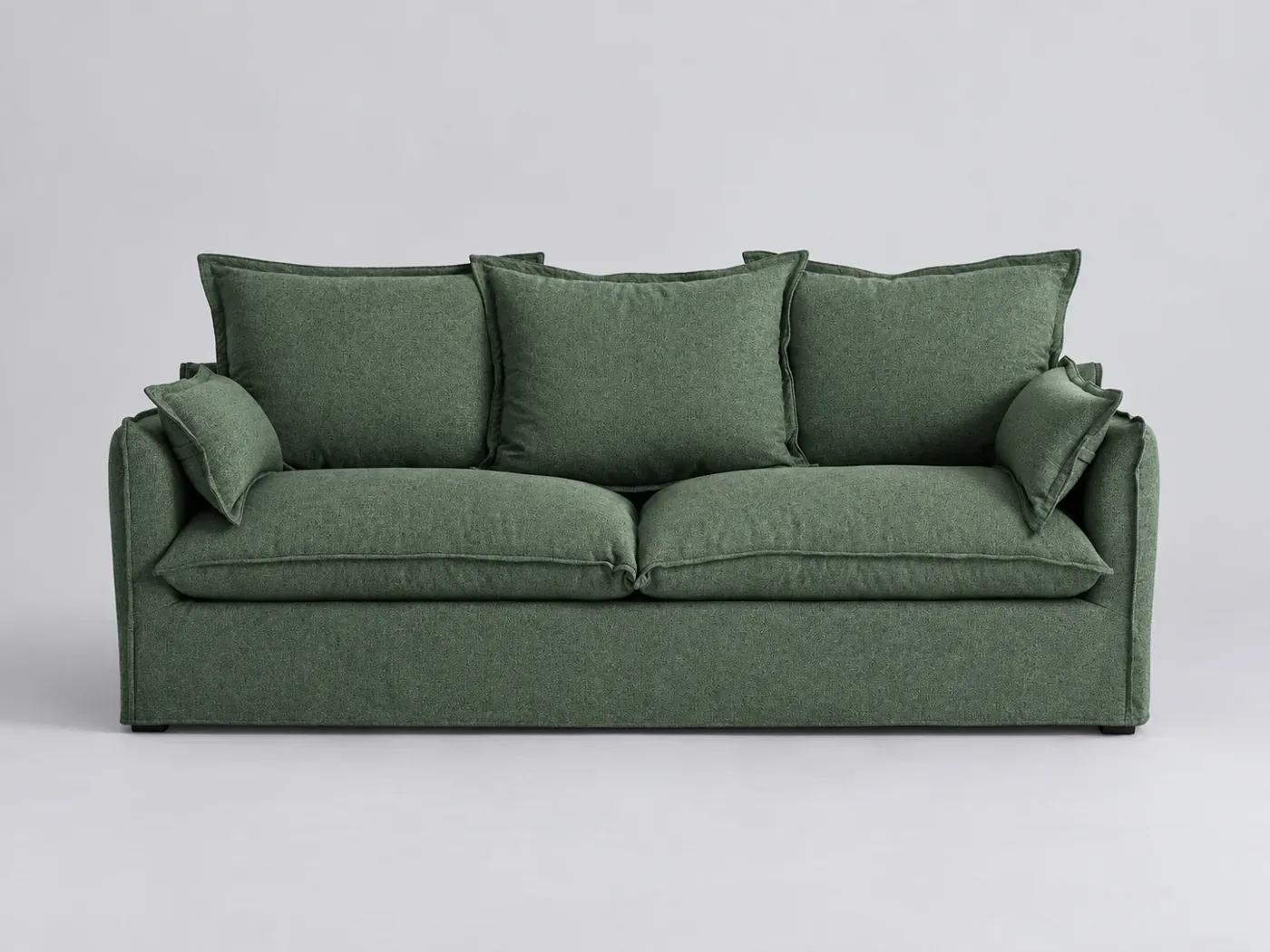 Canapé Odna La Redoute, 4 places droit fixe, polyester, coloris vert forêt